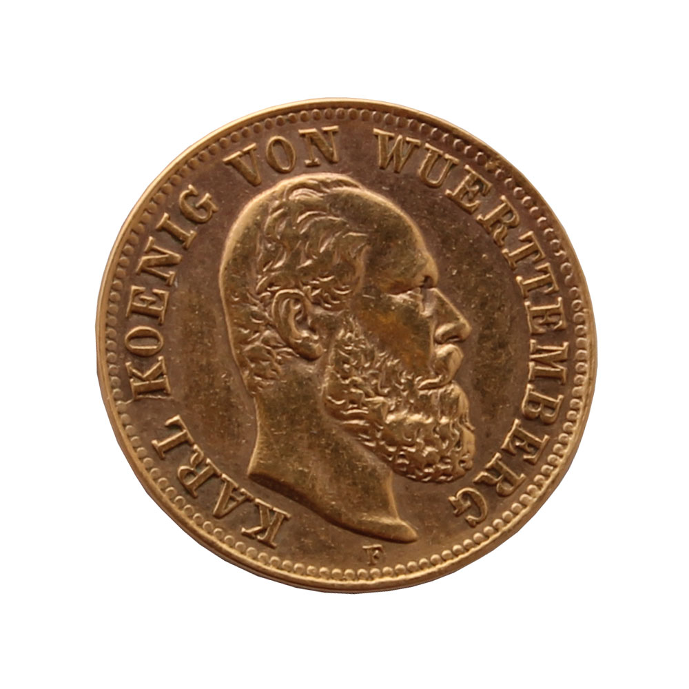 1877 Karl Koenig Von Wuerttemberg 5 Mark Gold Coin